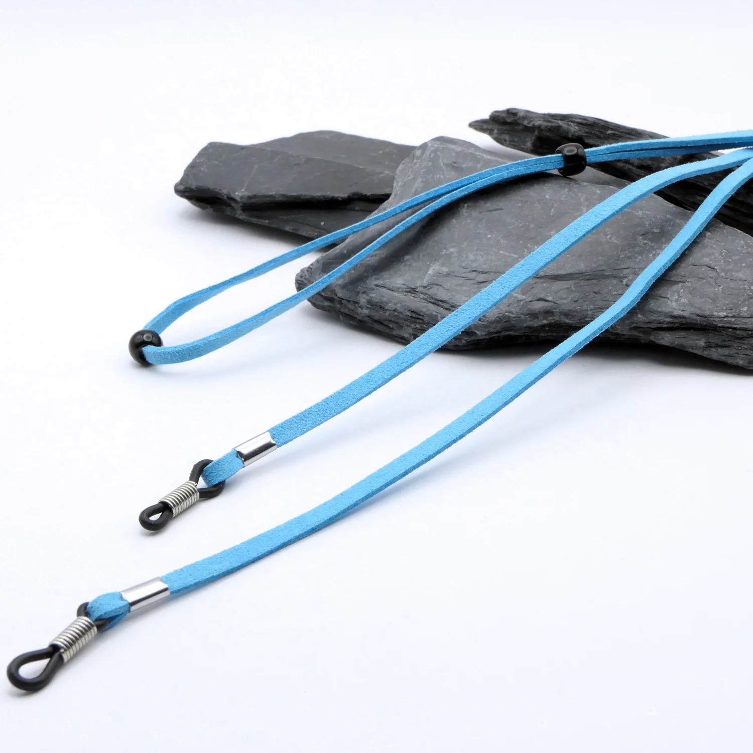 Adjustable turquoise suede-like eyeglass cord