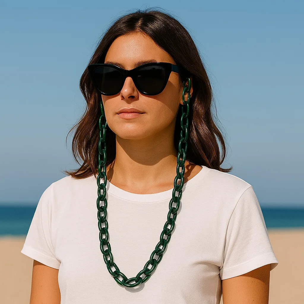 klobige grüne Brillenkette