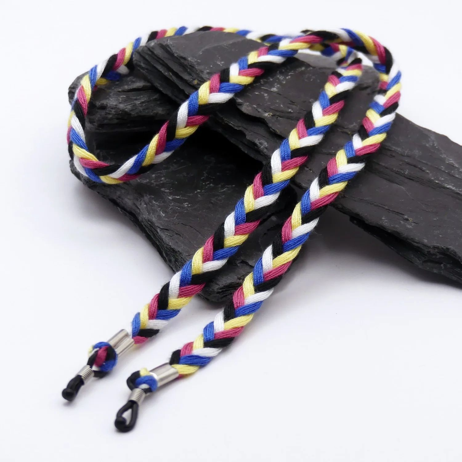 Brillenband HAVANA – Geflochten – Gelb, Rosa, Weiß, Schwarz und Blau